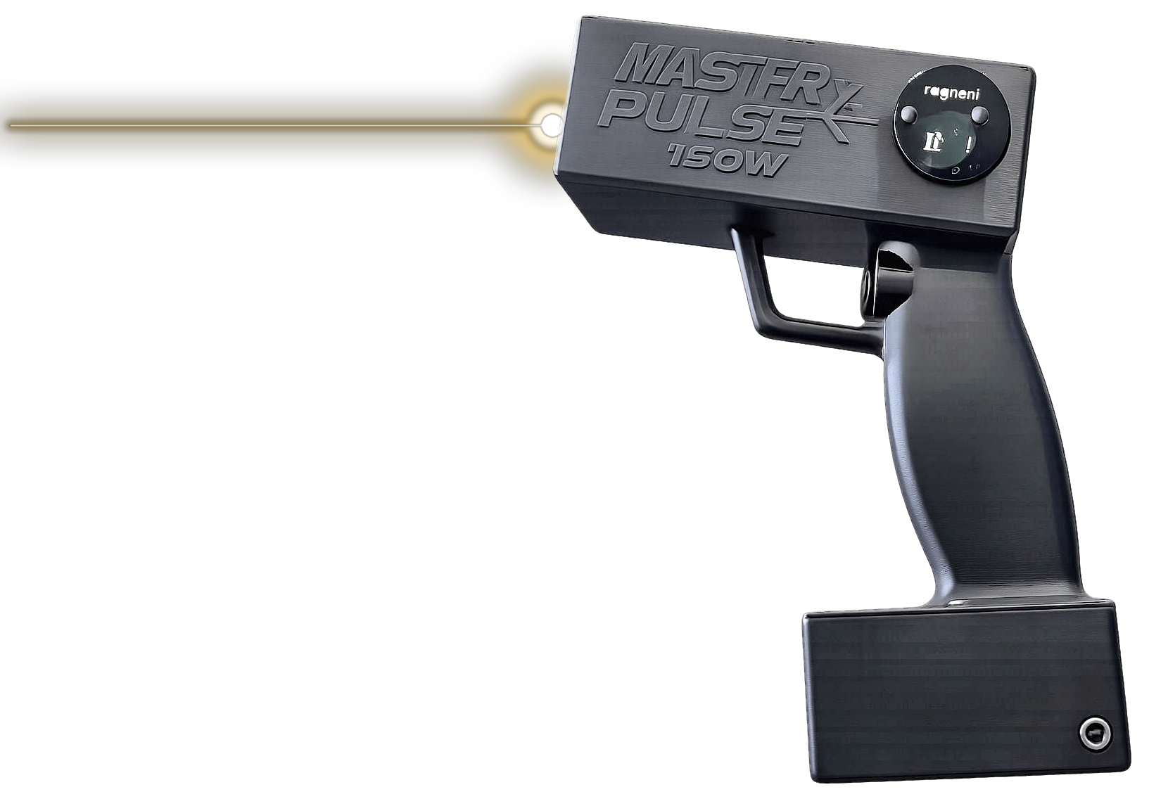 Pistola Laser Master Pulse 130W disparando um feixe de luz